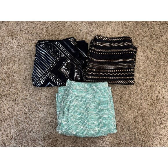 EXPRESS ZARA Sequin Tweed Mini Skirt Bodycon Partywear Stretch Career Sz XS READ - Picture 6 of 14